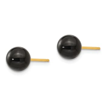 14K Yellow Gold Onyx Bead Earrings