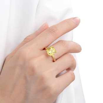 Round Lab Created Yellow Sapphire 18K Yellow Gold Over Sterling Silver
Solitaire Ring 4.00ct