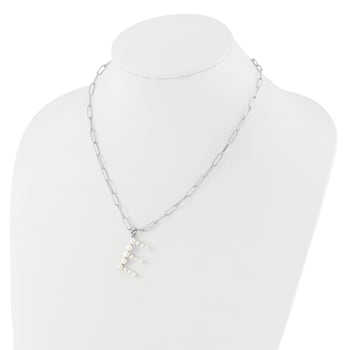 Rhodium Over Sterling Silver 3-5.5mm Freshwater Cultured Pearl LETTER E
18-inch Necklace
