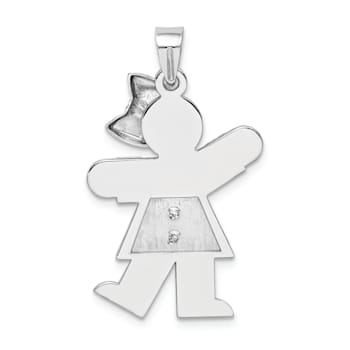 Rhodium Over 14k White Gold Satin Large Boy with Hat on Right Charm