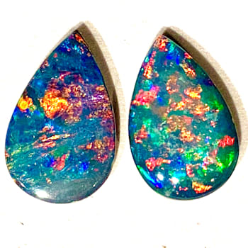 Opal on Ironstone 8x5mm Oval Doublet Set of 2 1.17ctw