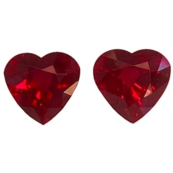 Ruby 6.5x6.5mm Heart Shape Matched Pair 2.78ctw