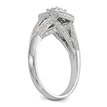 Rhodium Over 14K White Gold Diamond Cluster Engagement Ring 0.50ctw