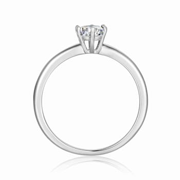 Oval Moissanite Sterling Silver Solitaire Ring, 1.00ct