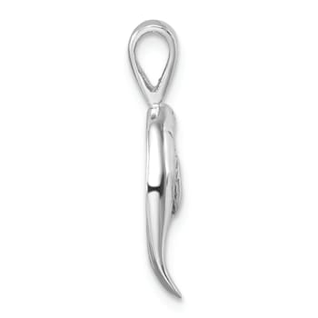 Rhodium Over Sterling Silver Polished Manatee And Baby Pendant