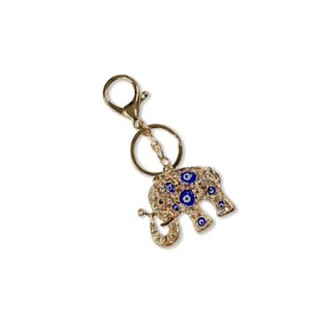 Gold Tone Blue Evil Eye Elephant