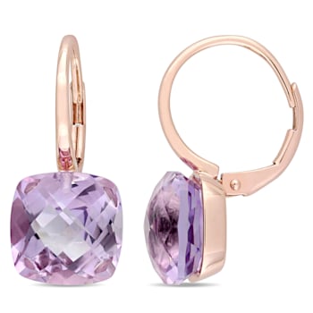 9.80ctw Rose de France Amethyst 14k Rose Gold Earrings