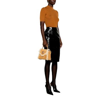 Versace Brown Leather with Beige Sherling Trim La Medusa Top-Handle Mini Bag