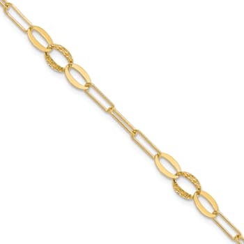 14K Yellow Gold Diamond-cut Paperclip Link 7.25-inch Bracelet
