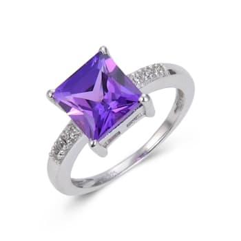 Princess Cut Lab Created Purple Sapphire with White Topaz Accents
Sterling Silver Ring, 3.63ctw