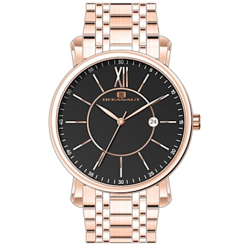 Oceanaut Men's Expedition Black Dial, Rose Stainless Steel Watch