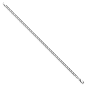 Rhodium Over 14k White Gold 3.5mm Solid Double Link Charm Bracelet
