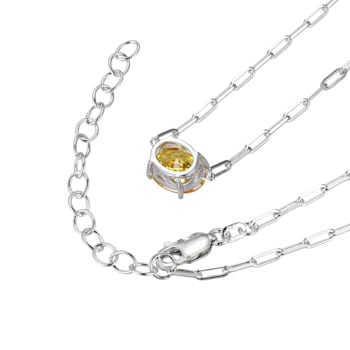 Yellow Cubic Zirconia Rhodium Over Sterling Silver Paperclip Necklace 4.08ctw
