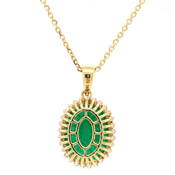 6.89 Ctw Emerald and 0.25 Ctw White Diamond Pendant in 14K YG