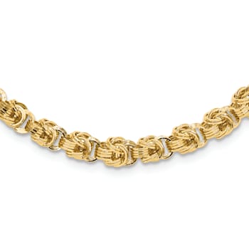14K Yellow Gold Polished Fancy Diamond-cut Link Necklace