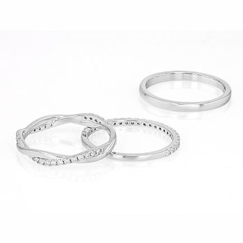 Moissanite Stackable Set Of 3 Rings In Sterling Silver