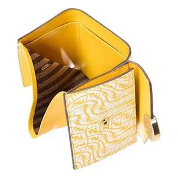 Fendi F is Fendi Yellow Leather Vertigo Print Small Trifold Wallet