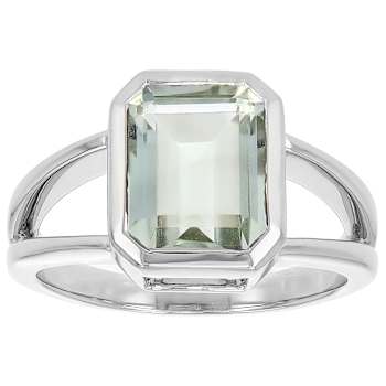 Green Prasiolite Octagon Ring In Sterling Silver