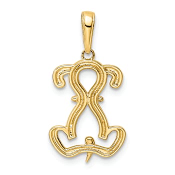 14K Two-tone Gold Diamond-Cut Sitting Puppy Pendant