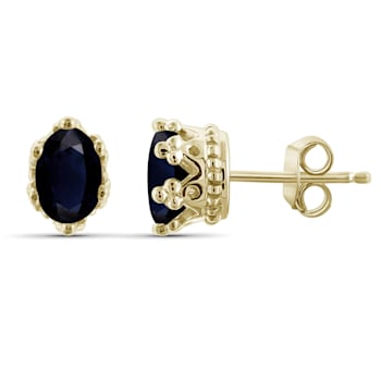 Black Sapphire with White Diamond Accent 14K Gold Over Sterling Silver
Earrings 1.10ctw