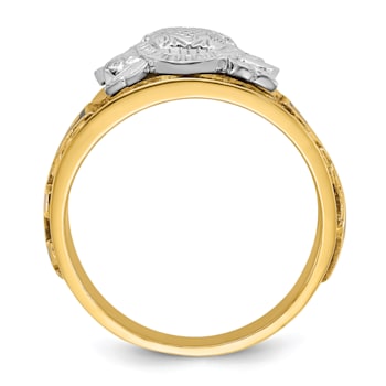 10K Two-Tone Yellow and White Gold Men's Textured and Enameled 33rd
Degree Masonic Ring