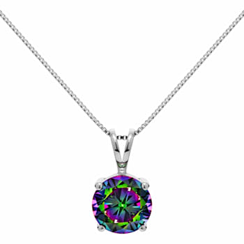 Multi-color Cubic Zirconia 14k White Gold Pendant With Chain 2.00ctw