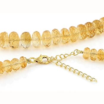 Citrine Rondelle Beaded Necklace In 18K Over Sterling Silver