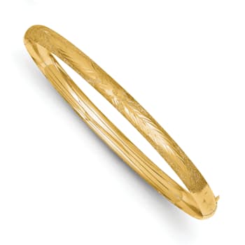 14K Yellow Gold 3/16 Laser Cut Hinged Bangle Bracelet