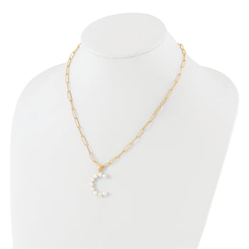 Gold Tone Sterling Silver 3-5.5mm Freshwater Cultured Pearl LETTER C
18-inch Necklace