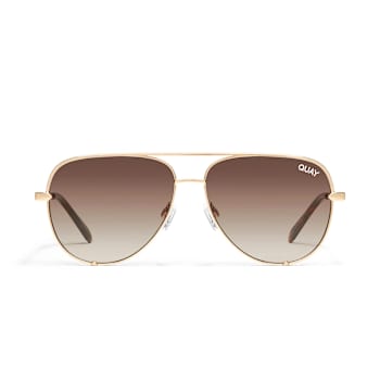 Quay High Key Micro Gold Aviator Frame / Brown Lenses Sunglasses