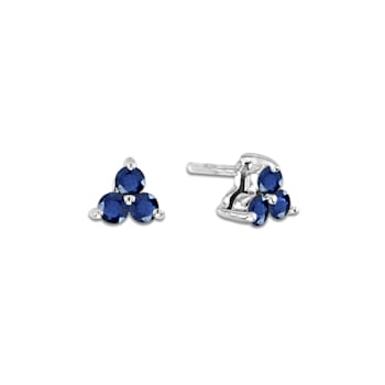 0.40ctw Sapphire 3-Stone Earrings in 14k White Gold