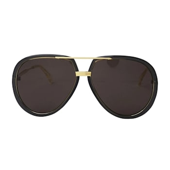 Gucci Black and Gold Tone Aviator Frame / Brown Lens Sunglasses