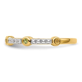 14K Yellow Gold Stackable Expressions Peridot and Diamond Ring 0.2ctw
