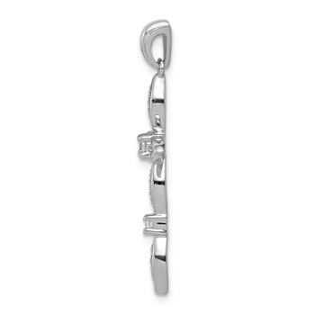 Rhodium Over 14k White Gold Diamond Cross Pendant