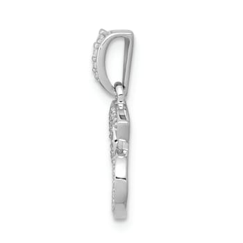 Rhodium Over 14K White Gold Diamond Cancer Zodiac Pendant