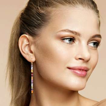 Multi Gem 14K Yellow Gold Earrings 7.82ctw