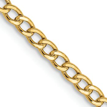 14k Yellow Gold 2.5mm Semi-Solid Curb Link Chain 22"