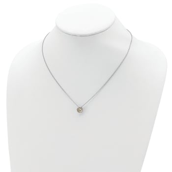 Sterling Silver Antiqued with 14K Accent Green Quartz Necklace