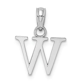 Rhodium Over 14k White Gold Polished Block Letter W Initial Pendant