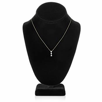 White Cubic Zirconia 14k Yellow Gold Pendant With Chain 0.20ctw