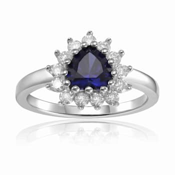 Blue Lab Created Sapphire Heart Shaped ring with White Topaz Accents
Sterling Silver Ring