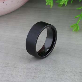 SAN ANTONIO Flat Black Tungsten Carbide Band with Brushed Finish 8mm