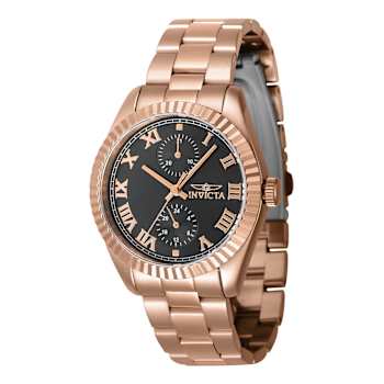 Invicta Specialty 36mm Black Dial Rose Stainless Steel Quartz Watch
