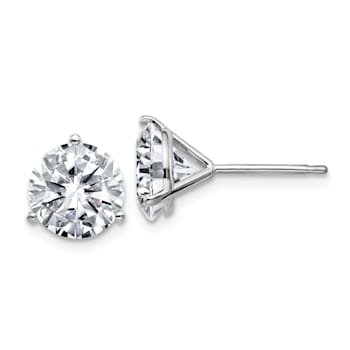 Rhodium Over 14K White Gold 4ct. 8.0mm Round G H I True Light Moissanite Earrings