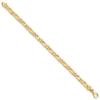 14k Yellow Gold 5.9mm Hand-polished Fancy Link Bracelet