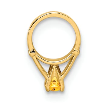 14k Yellow Gold 3D Ring with Yellow Cubic Zirconia November Birthstone Charm