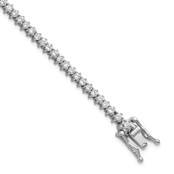 Rhodium Over Sterling Silver Polished Cubic Zirconia Tennis Bracelet