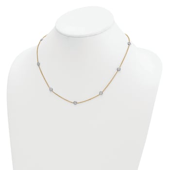 18K Yellow Gold 1.5mm Diamond Stations 18 Inch Necklace