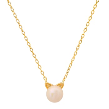 8mm Pink Cultured Freshwater Pearl 14k Yellow Gold Over Sterling Silver
Cat Necklace