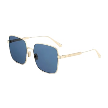 Dior Cannage SIU Gold Square Frame / Blue Lenses Sunglasses